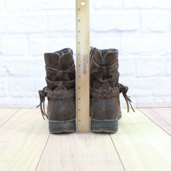 Born Abernath Brown Suede Side Zipper Fashion Ankle Boots Size 8 Medium - Picture 6 of 9